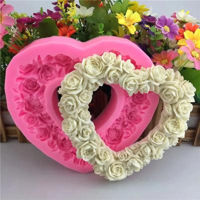 Grand coeur de Rose couronne Silicone nourriture bon moule grand coeur en forme de Rose Silicone moule gâteau décoration outils savon gâteau moule