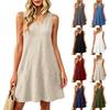 Sommerkleider Lockerer V-Ausschnitt Ärmelloses Sommerkleid Badeanzug-Überzug mit Taschen