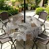Outdoor Round Tablecloth With Umbrella Hole Patio Garden Deck Waterproof Oil Resistant Drop Cloth
