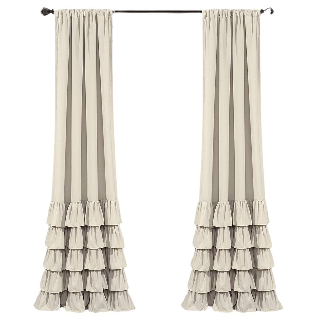 Curtain Finished Ruffle Edge White Pure Cotton Bedroom Living Room Non-Punching Decorative Floating Curtains