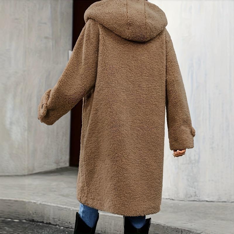 Hooded Teddy Fleece Ladies Coat Loose Mid-length Lamb Fleece Autumn and Winter Thickened Warm Coat