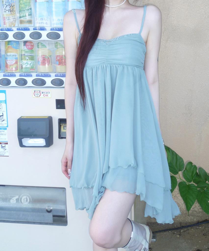 Ilio [Bit-O X Ilio] Jade Mint Asymmetric Chiffon Dress