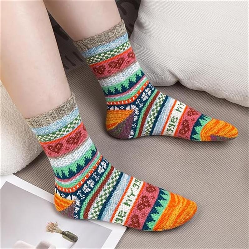 5 Pairs Winter Warm Wool Socks Thick Knit Soft Cozy Socks Boots Socks for Women