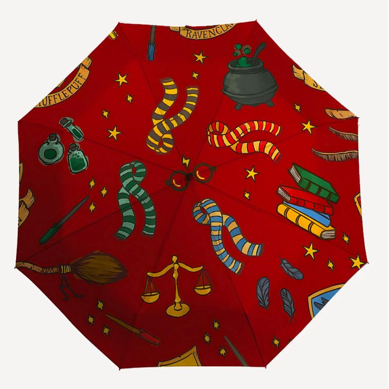 1PC Harry Potter Hogwarts Houses Umbrella-8-Rib Reinforced, Automatic Open, Lightweight & Durable, Cute Fashion Accessory for Outdoor, D2691