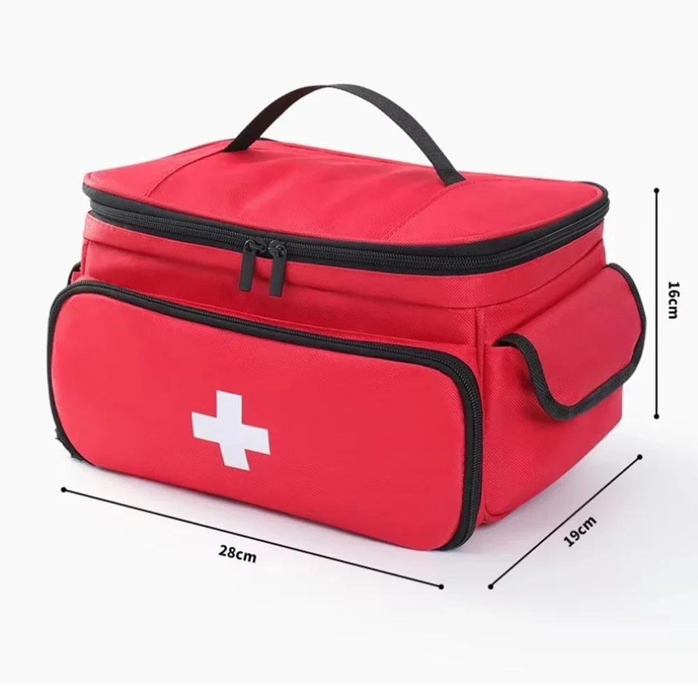 Portable Medical Organizer - Compact First Aid Kit Bag for Home, Car & Travel | Waterproof Medicine Storage with Zipper Pockets