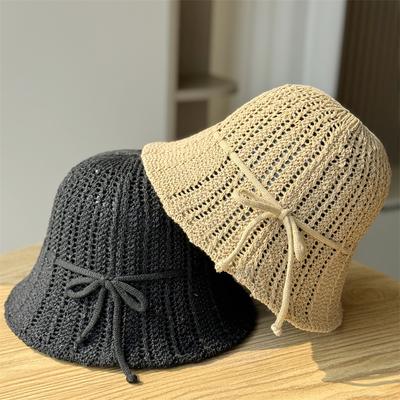 Mesh Breathable Straw Visor Women's Spring Summer Solid Color Simple Fashion Bucket Hat Versatile Face Small Sunscreen Hat