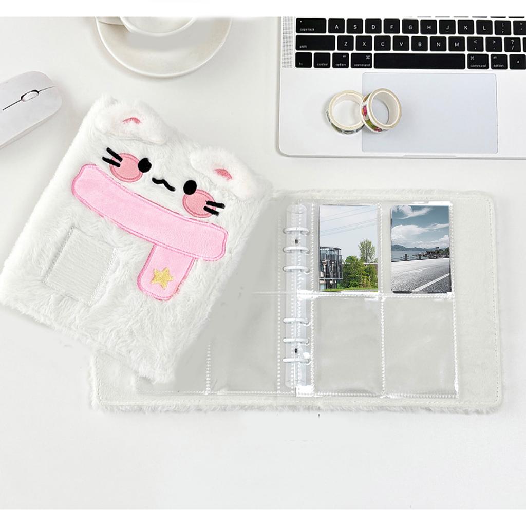 A6 Kpop Photocard Binder Cover Cute Dog Cats Plush Refillable Pages 6 Rings Cartoon Binder Photo Album Shell Organizers