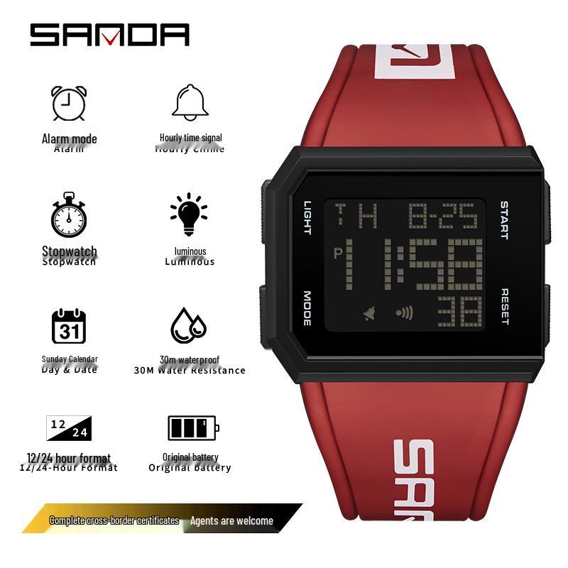 Sanda Youth Trend Multifunctional Digital Electronic Watch