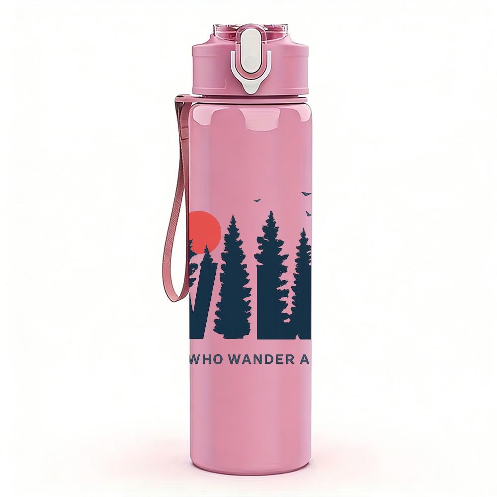 1PC Wild Mountain Pine Tree 750ml Color Plastic Sports Water Bottle Leakproof Flip Straw Lid Suitable for Sports Office Home Use