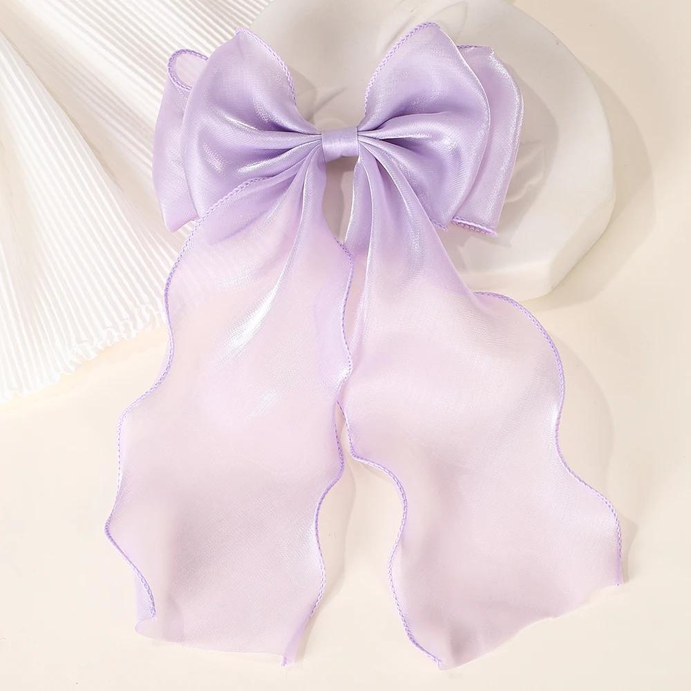 1PCS Girls Blue Pink Big Bow Ribbon Hair Clip Elegant Simple Spring Summer Hair Clip Pins Retro Headband Clips Hair Accessories