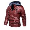 Autumn Winter Men's Motorcycle with Cashmere Warm PU Jacket