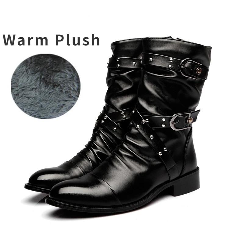 Designer Men's Boots High Quality Biker Boots Black Punk Rock Shoes Men Fashion Motorcycle Boots Retro Leather Men Chelsea Boot