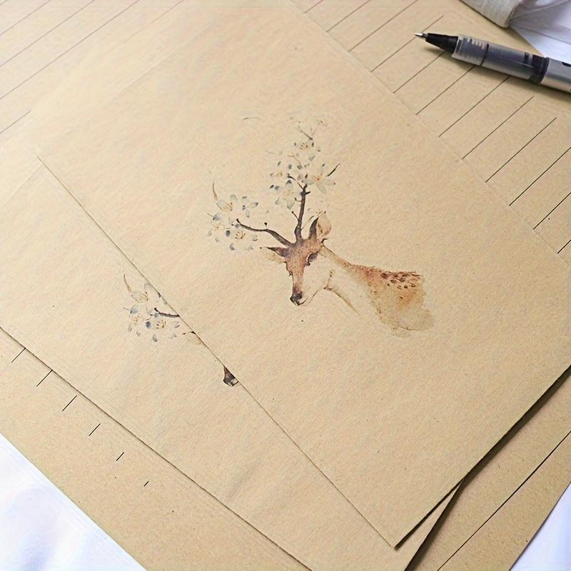 1 set/60 st BlommaHjort Kuvert Brevpapper Litterär Kreativ Kärleksbrev, Enkelt Tecknat Kuvert Brevpapper Set