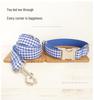 Blue Plaid Dog Collar and Leash Set with Innovative Design