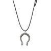 Industrial Chic Horseshoe Pendant Necklace with Black Wax Cord - Unique, Fashionable & Versatile Sweater Chain