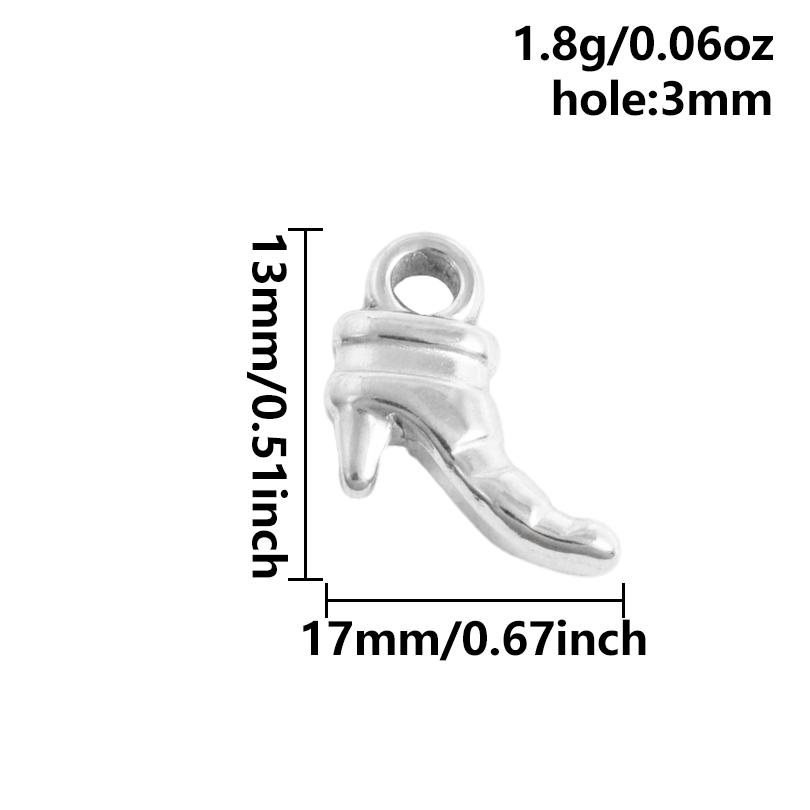 4pcs Mix Boots Pendants For Jewelry Making Supplies Clothing Accessories Stainless Steel Charm Bulk DIY Keychain Necklace Charms