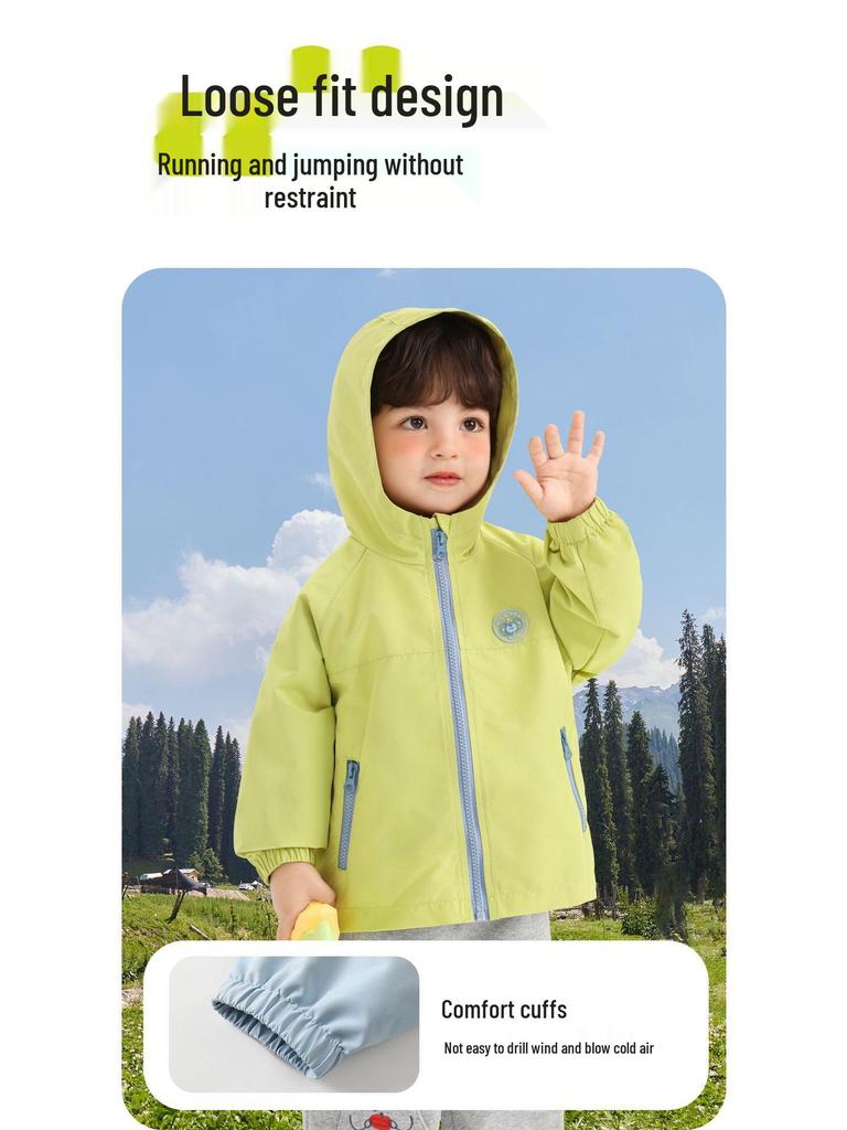 Kaka Panda Kids' Waterproof Spring Jacket - Unisex Casual Top for Boys and Girls