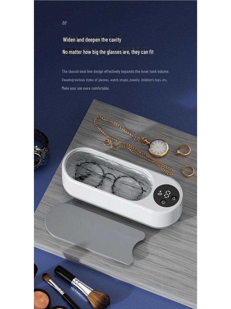 Portable Ultrasonic Glasses, Jewelry, and Braces Cleaner with Display Screen