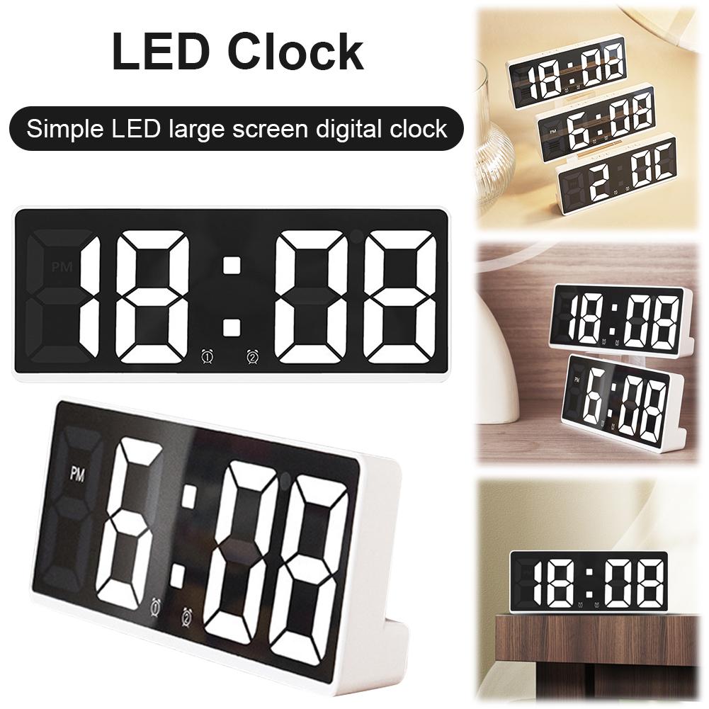 Electronic Desktop Clock Adjustable Brightness LED Digital Clock Temperature Display Electric Bedside Desk Clock for Indoor Dorm