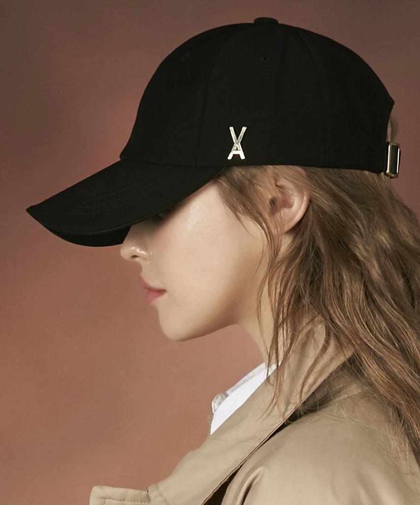Bajal Gold Studded Oversized Ball Cap Black