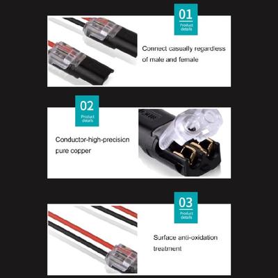 10 Peças 2 Pinos 2 Vias Terminais de Fio Compactos Universais Sem Necessidade de Descascar Fios Conectores para Fitas de LED Fácil de Usar