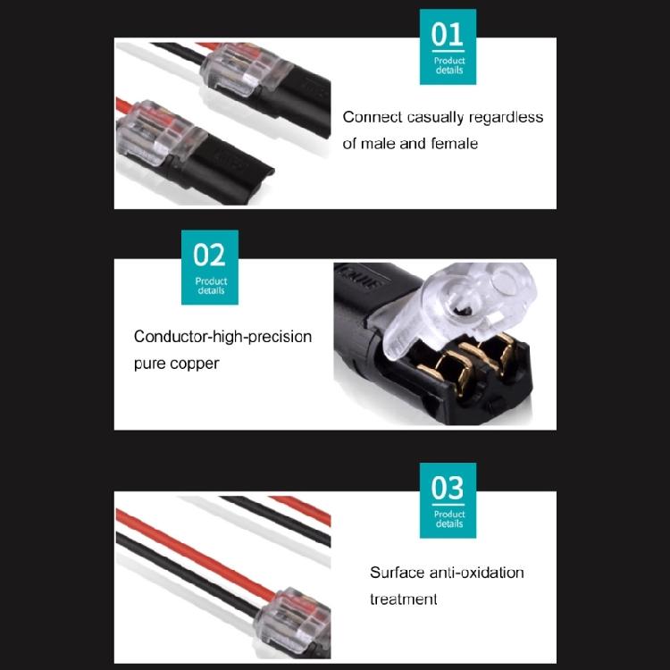 10Pcs 2 Pin 2 Way Universal Compact Wire Terminals No Wire-Stripping Required Led Light Strips Connectors Easy to Use