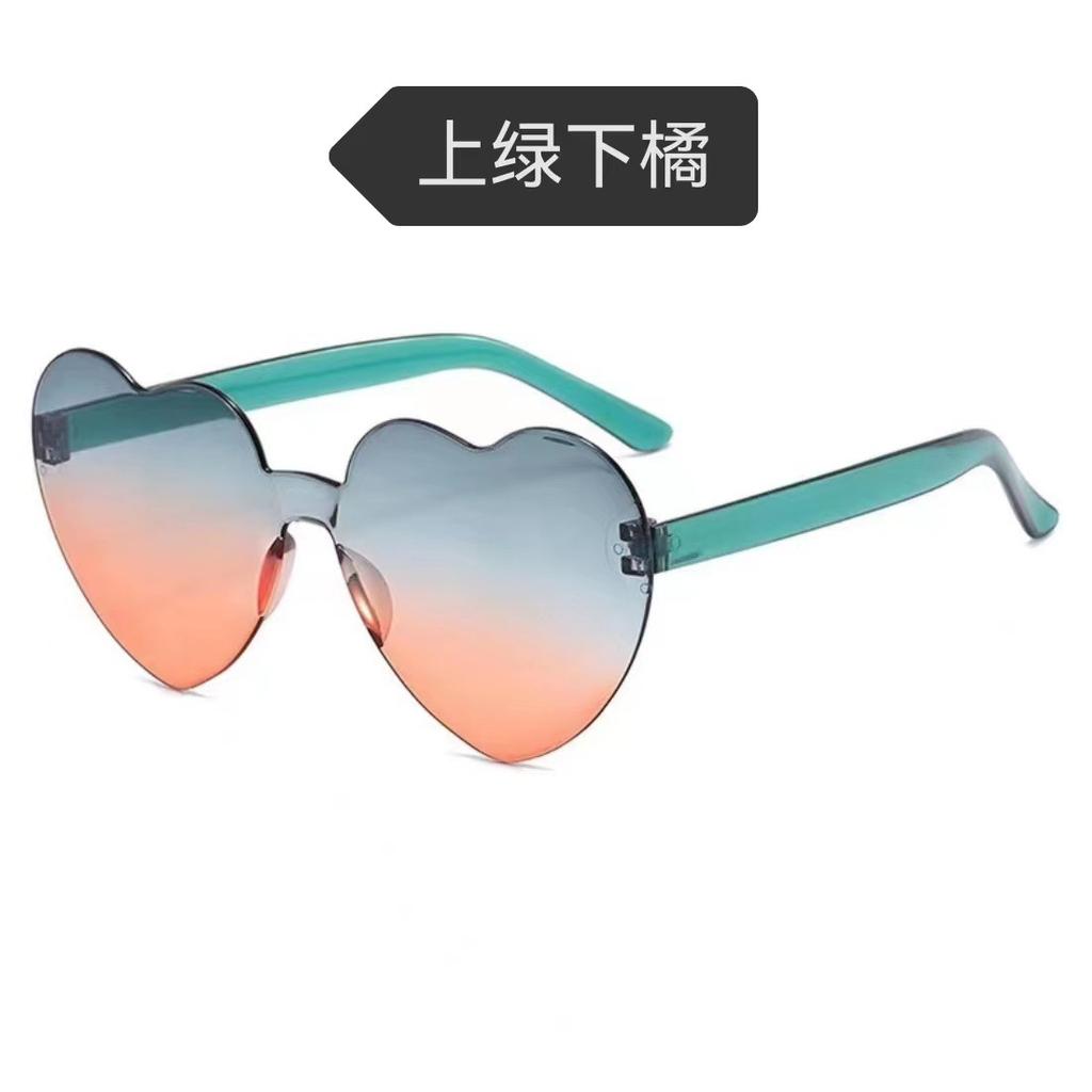 Peach Heart Sunglasses Love Glasses Trend Frameless One-Piece Marine Film Dazzling Color Sunglasses