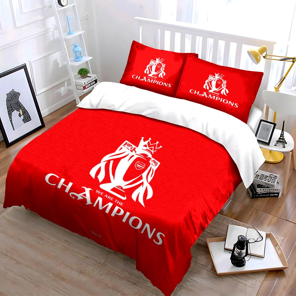 Red Champions Trophy Bedding Set Bedding Duvet Cover Set Duvet Cover Pillowcases Home Decor (1 * Duvet Cover 2 * Pillowcases, Without Duvet Insert)