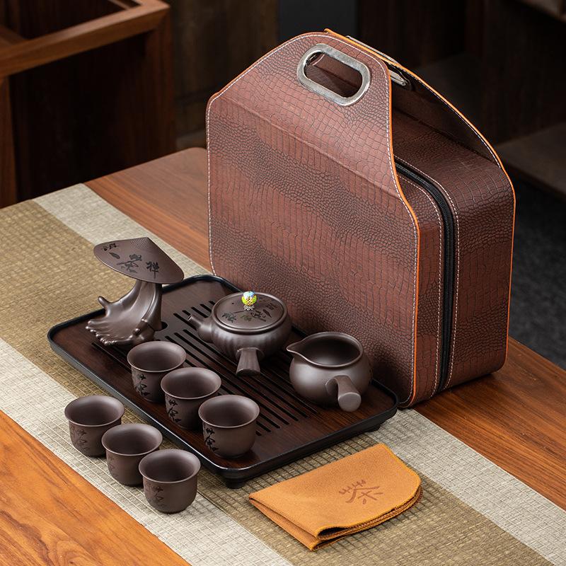 

Creative purple sand portable travel tea set for home use and high-end business gifts for customers
