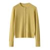 Women's Merino Wool Cardigan - Lightweight, Solid Color, Round Neck, Ideal for Spring & Summer.