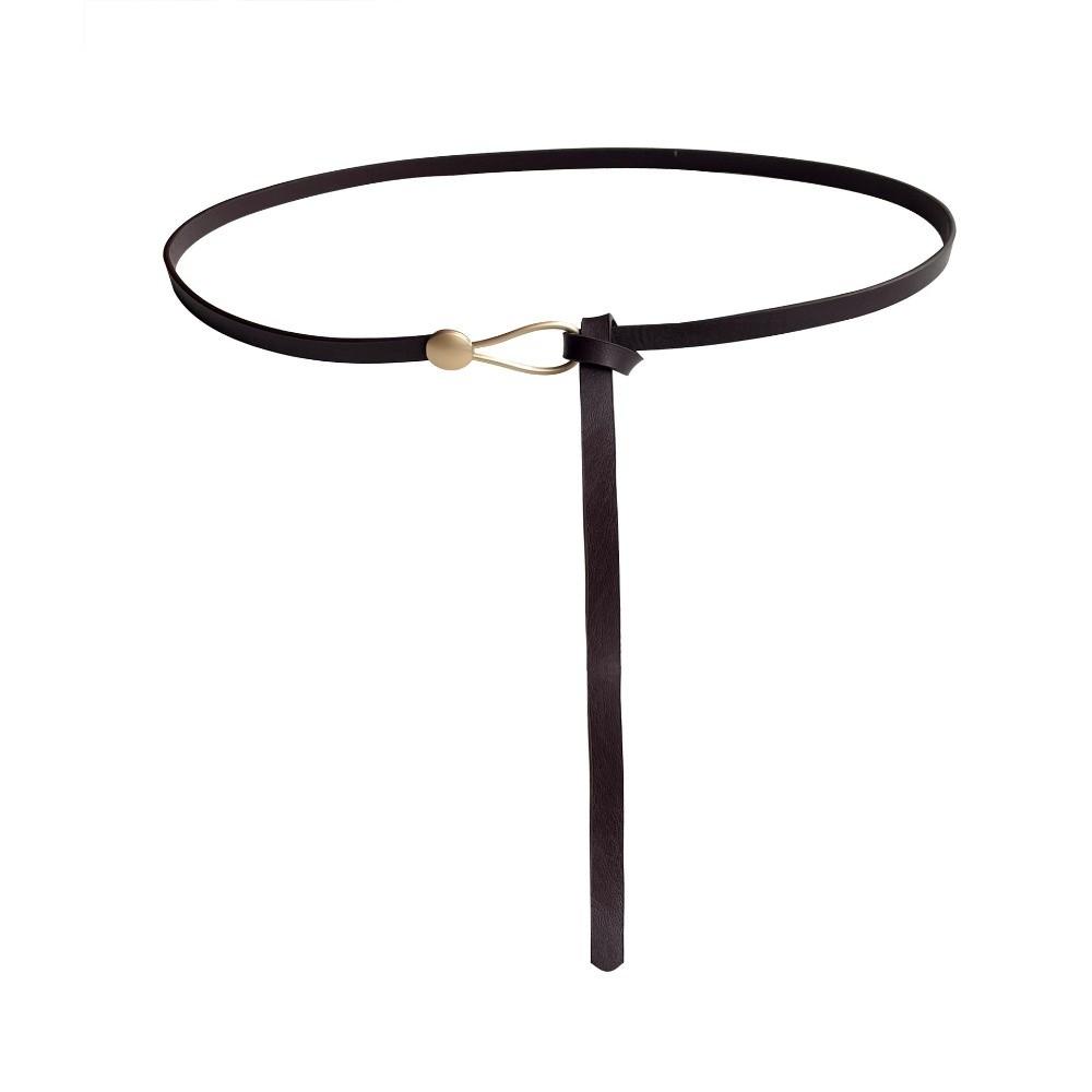 PU Leather Thin Waistband Solid Color Waist Chain Fashion Knotted Belt for Dresses