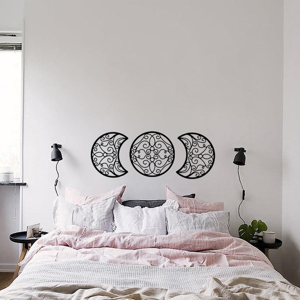 5 st Svart Måne Dekoration Väggbonad 3D Månfaser Spirituell Sovrumsväggdekor Nordisk Bohemisk Stil Jul Heminredning