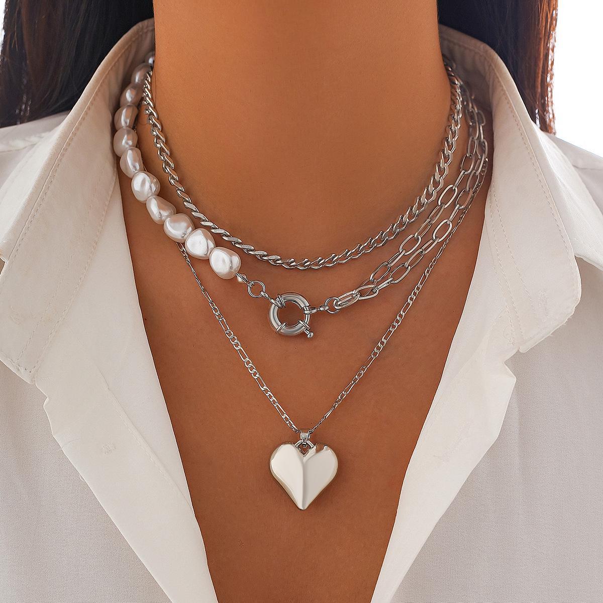 

Многослойное жемчужное ожерелье в европейско-американском стиле с подвеской из сплава