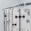 Cute Cat Print Shower Curtain Black White Cartoon Bathroom Decor for Kids Room Water Resistant Fabric, Washable Bath Liner In 24