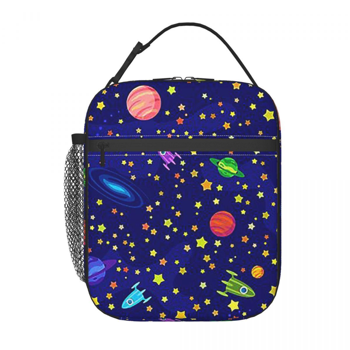 Starry Sky Space Galaxy Sun Moon Insulated Lunch Bag for Women Kids Portable Food Boxes Thermal Lunch Box Tote One Size