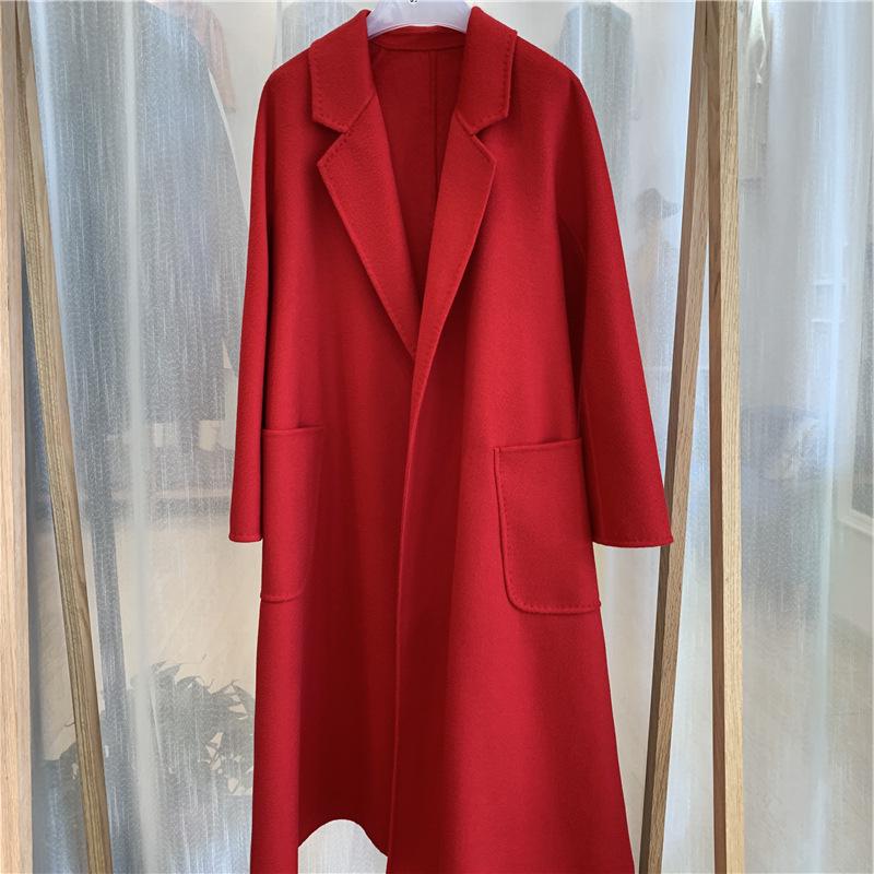 M Family Water Ripple High-End Women's Double-Sided Cashmere Coat