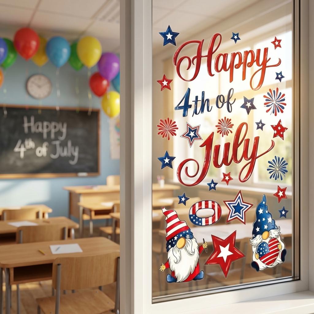 Static Cling Window Decorations for Independence Day Celebration Patriotic Window Clings for Classroom School Window Displays Holiday Party Decor