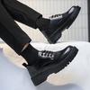 Leather Shoes Men's Casual Business British Platform Shoes Men's Black Wedding Groom Heightening Low-top Martin Boots 2024