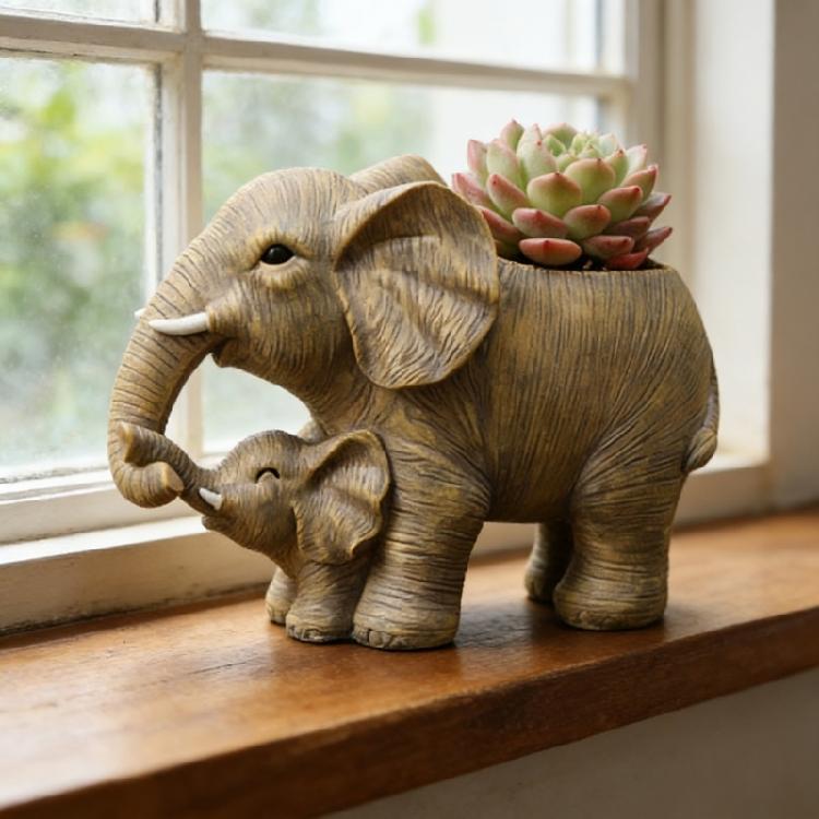 Light Weight Durability Resins Elephant Flower Pot Decorative Elephant Planter for Indoor Outdoor Decorative Use