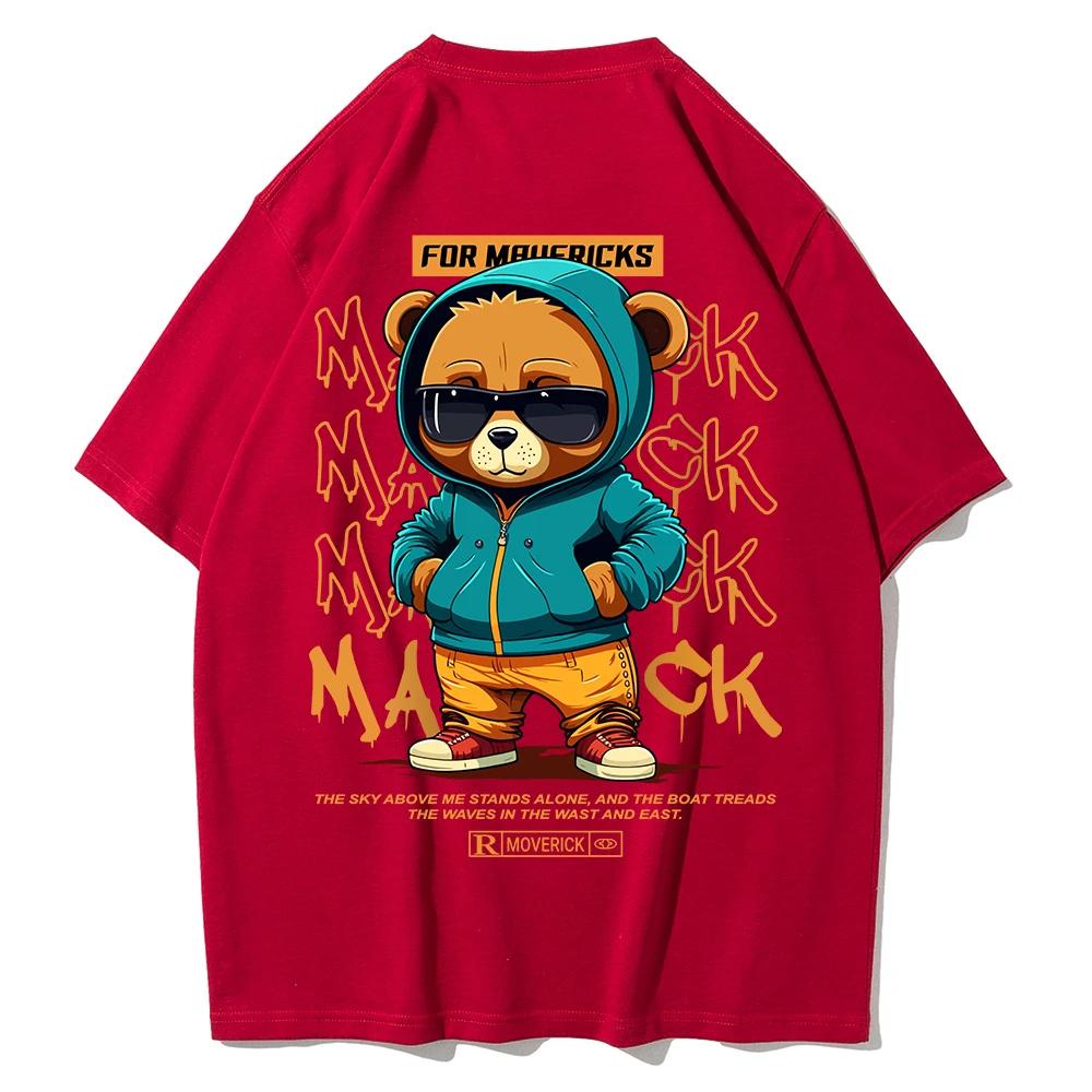 Bear Print Graphic T-shirt for Unisex and Women Loose Cotton Shirt Breathable Comfortable Casual Oversized T-shirt Streetwear