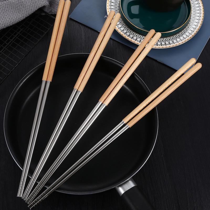 Stainless Steel Chopsticks Long Chopsticks Cook Noodles Deep Fried  Pot Chinese Chopsticks Reusable Metal Chopstick Tableware