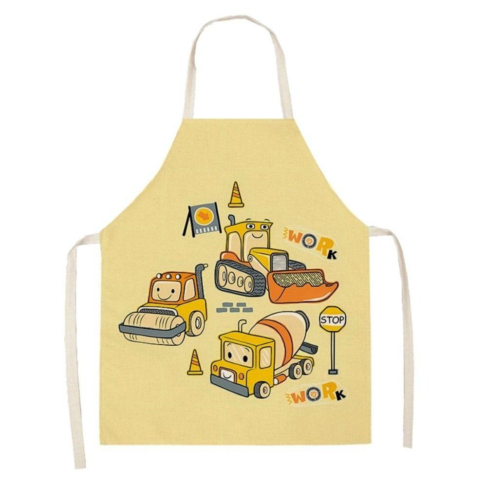 Car Pattern Children's Apron Vehicle Theme Printed Apron New Cleaning Clothes Home Use