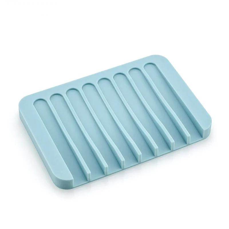 

Home Improvement Bathroom Hardware Anti - skidding Flexible Silicone Tray Soapbox Soap Dishes Plate Holder небесно-голубой