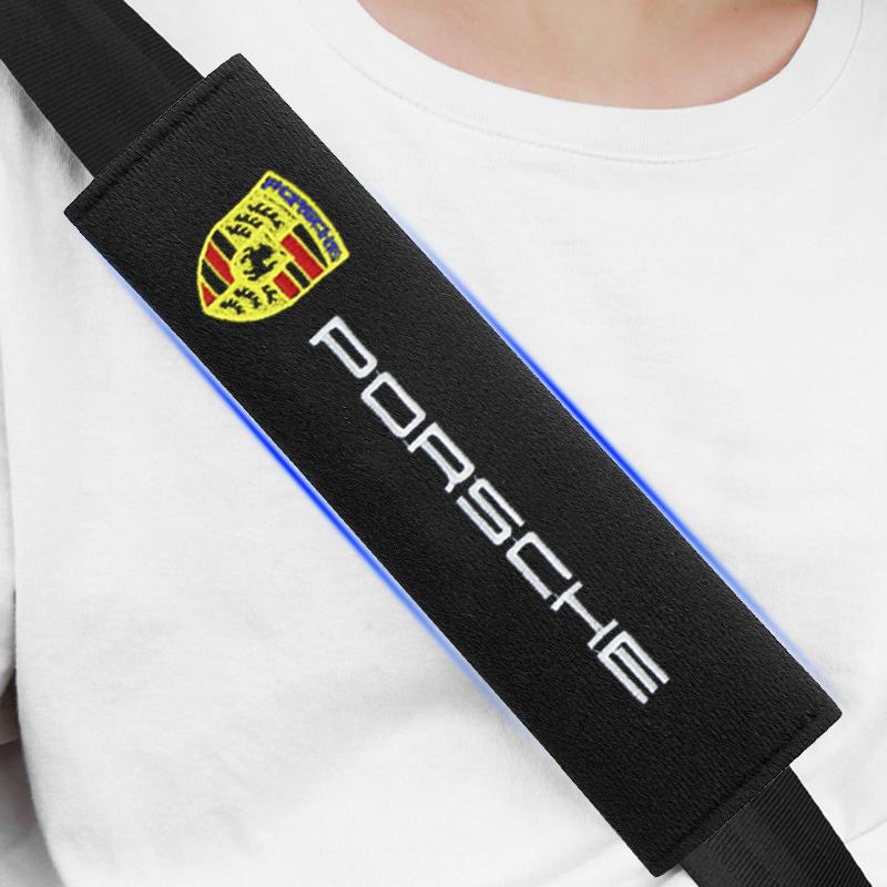 2Pcs Seat Belt Cover Car Cotton Safety Shoulder Protector For Porsche 911 928 944 968 Boxster Cayenne Macan Panamera