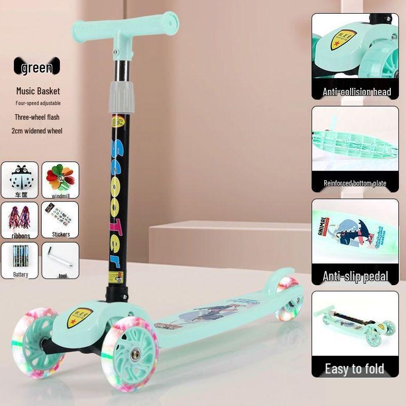 Foldable, Height-Adjustable Scooter for Kids Ages 2-10 with Flashing Wheels and Yo-Yo Design
