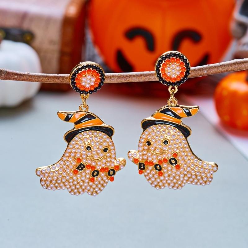 Alloy Halloween Earrings Pair, Holiday Accessory with Embellished Front for Party Outfits, Dress Up Looks and Photos