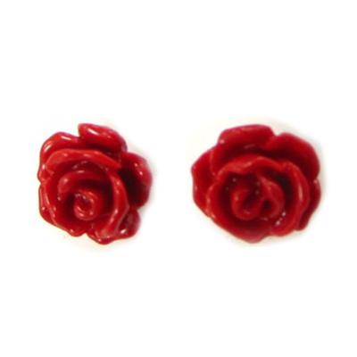 [R3326] - Silver Earrings 'Rosa Romantica' Red - 7 Mm