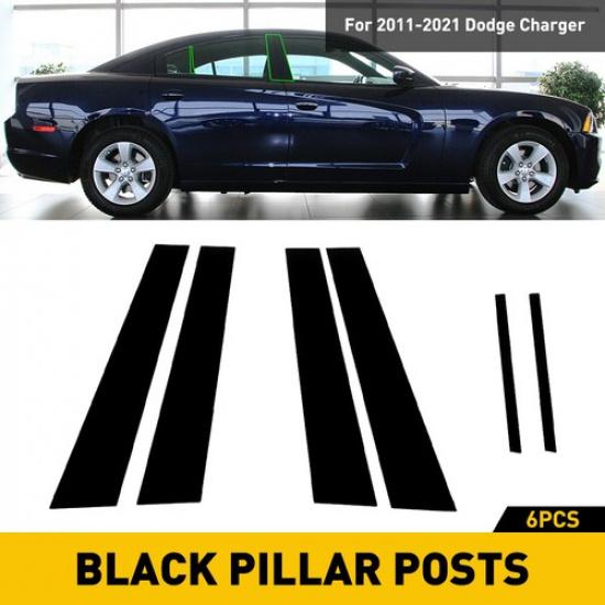 For Dodge Charger 2011- 6pc Black Pillar Posts Door Trim Piano Cover Kit EXV