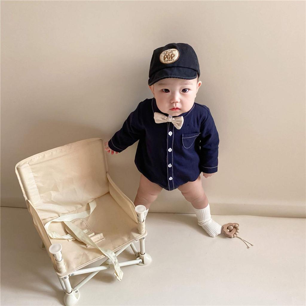 SLINX Romper Long Sleeve Denim Shirt with Bow Formal Baby Clothes for Girls and Baby Shower KW04 Boys' Coverall, Tie, Boys, Gift, Children's Gift,