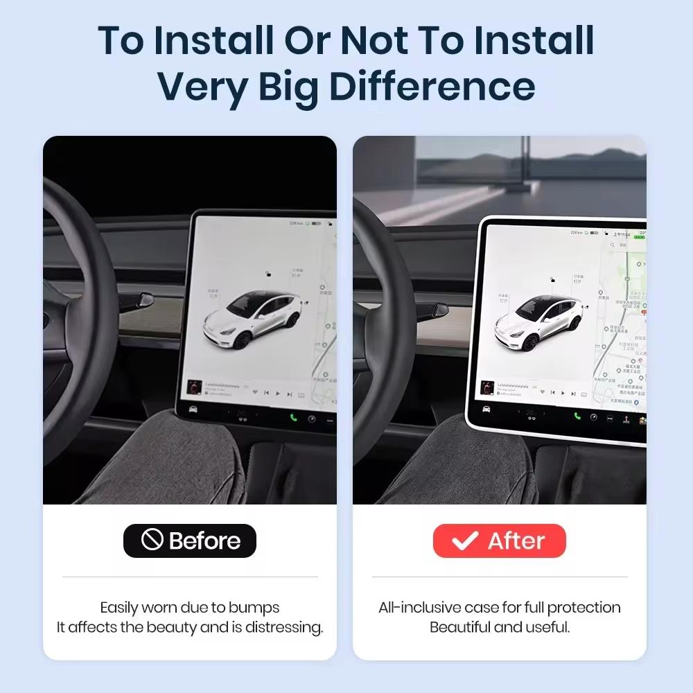 YZ For Tesla 2021-2024 Model Y central control navigation screen display protective cover silicone frame modification accessorie